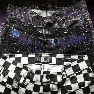 Long Printed Denim Shorts